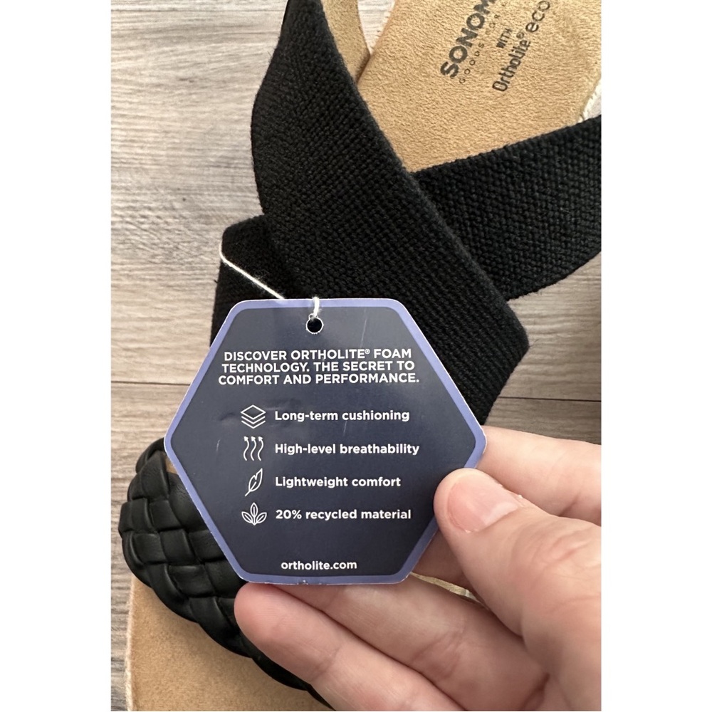 🆕 Women’s Sonoma Ortholite Eco Black Braided Espadrille Wedge Sandals - Picture 15 of 16